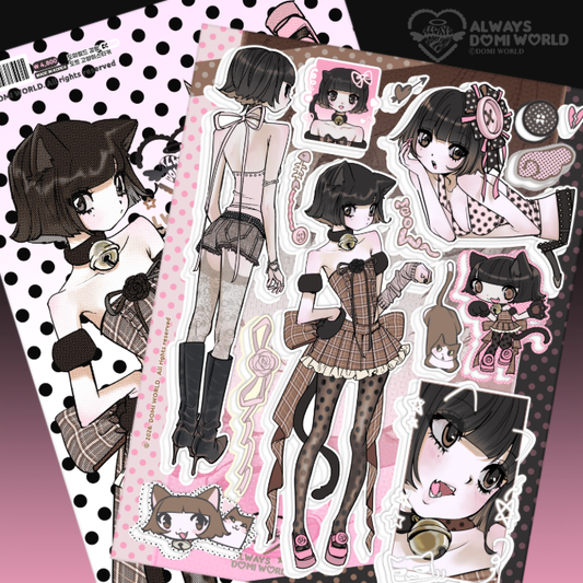 [Domi World] Black Dot Kitty Sticker Sheet