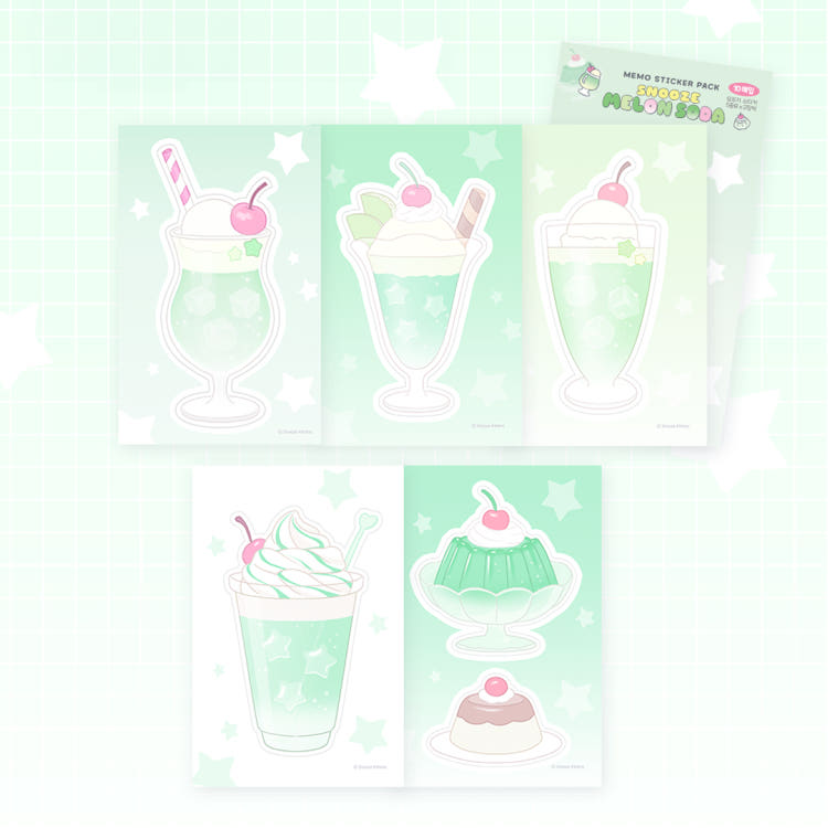 [Snooze Kittens] Melon Soda Memo Sticker Pack