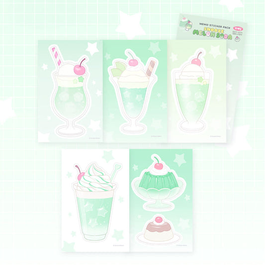 [Snooze Kittens] Melon Soda Memo Sticker Pack