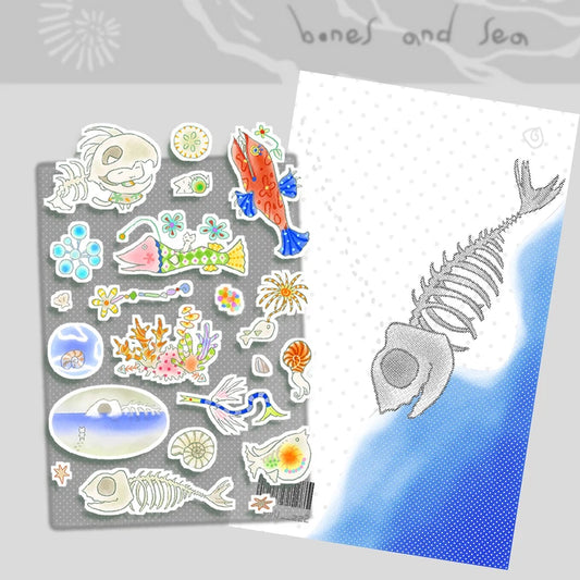 [Jal Ja] Bones and Sea Glitter Sticker Sheet