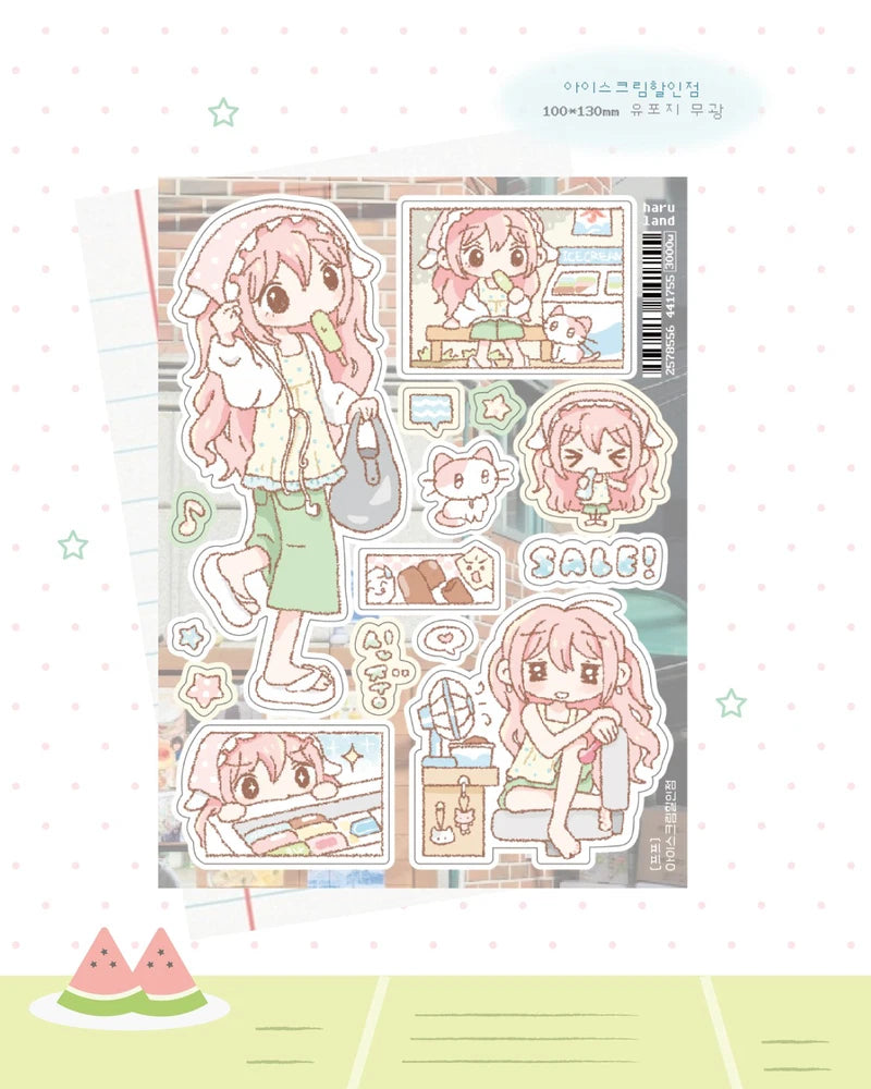 [Frizzle Friends] Ice Cream Discount Shop Sticker Sheet – It's Deco Day