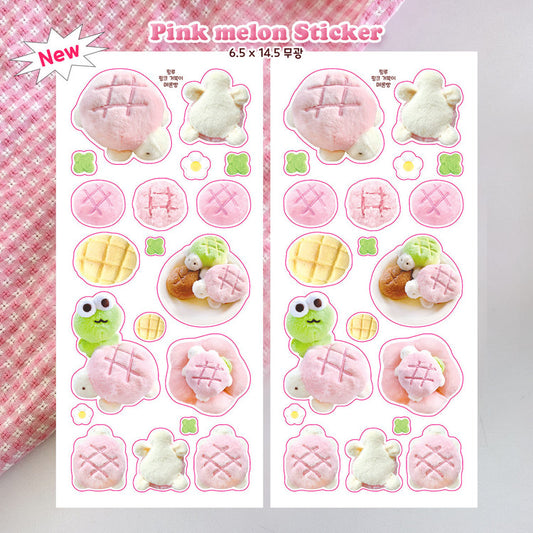 [Pink Rue] Pink Turtle Melon Bread Sticker Sheet
