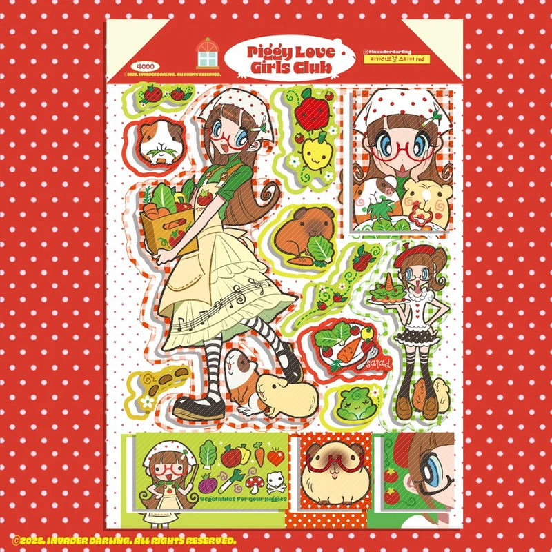 [Invaderdarling] Piggy Love Girls Club Sticker Sheet (Ver. Red)