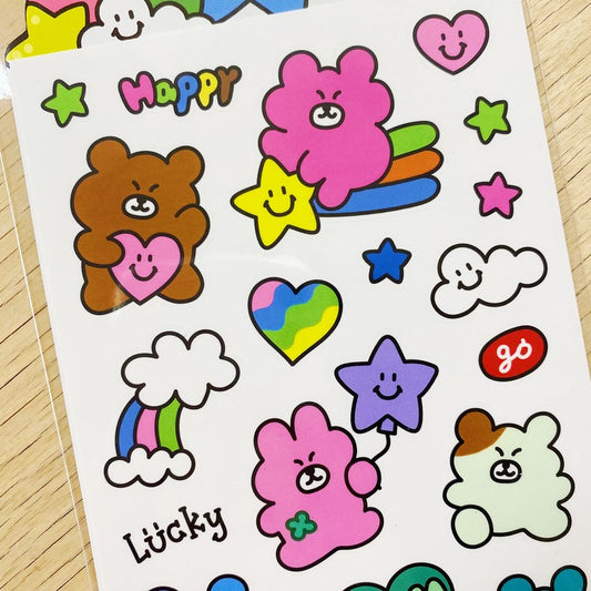 [Monanbear] Happy Go Lucky Monanbear Sticker Sheet