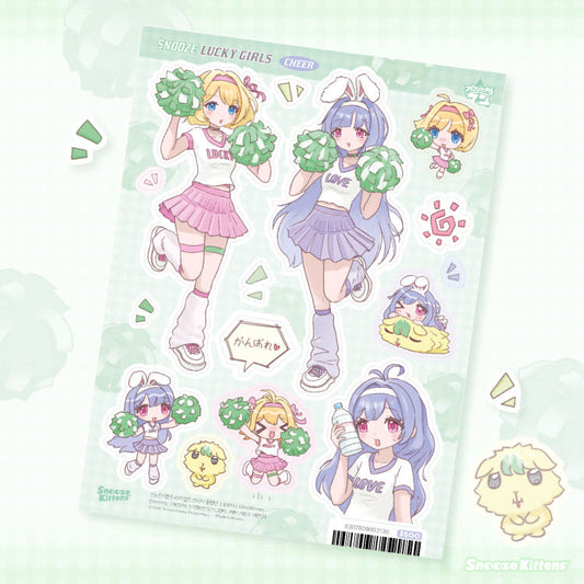 [Snooze Kittens] Lucky Girls Sticker Sheet (Cheer)