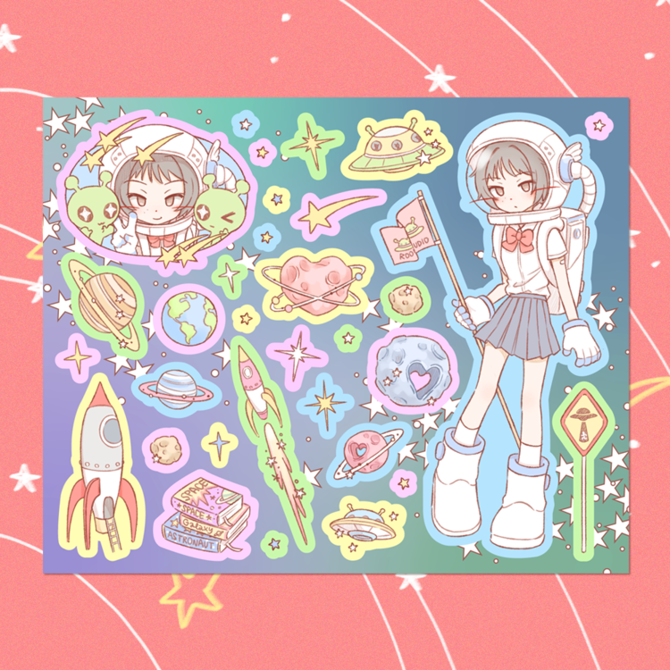[Roontudio] Space Travel Sticker Sheet