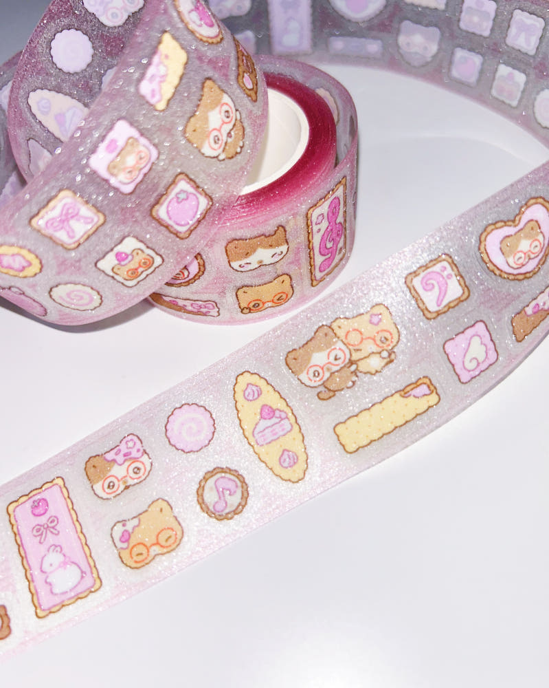[Pompomroom] Strawberry Choco Biscuit Glitter Kiss Cut Tape