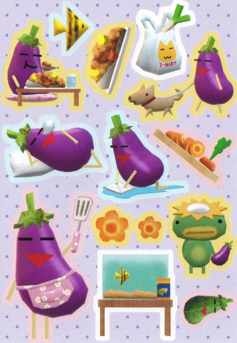 [Jal Ja] Eggplant is Also Busy Today Sticker Sheet
