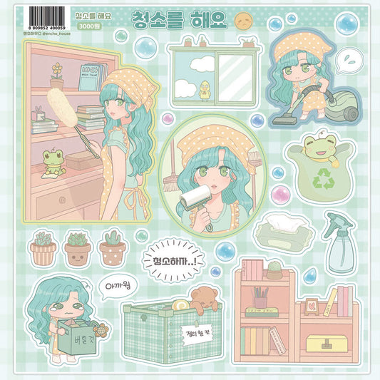 [Encho House] Let's Clean Sticker Sheet