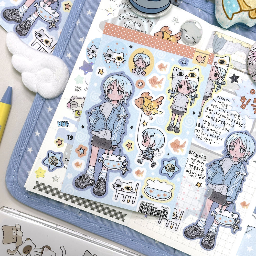 [Gmlsxhf] Goldfish Walk Sticker Sheet – It's Deco Day