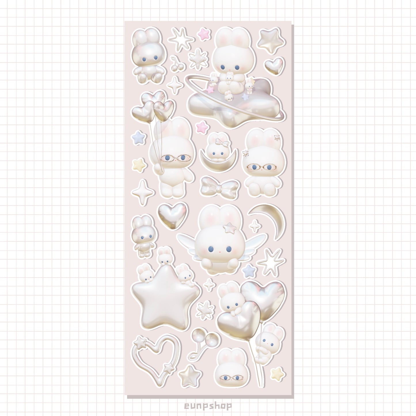 [Eunpshop] Silver Planet Bunny Sticker Sheet