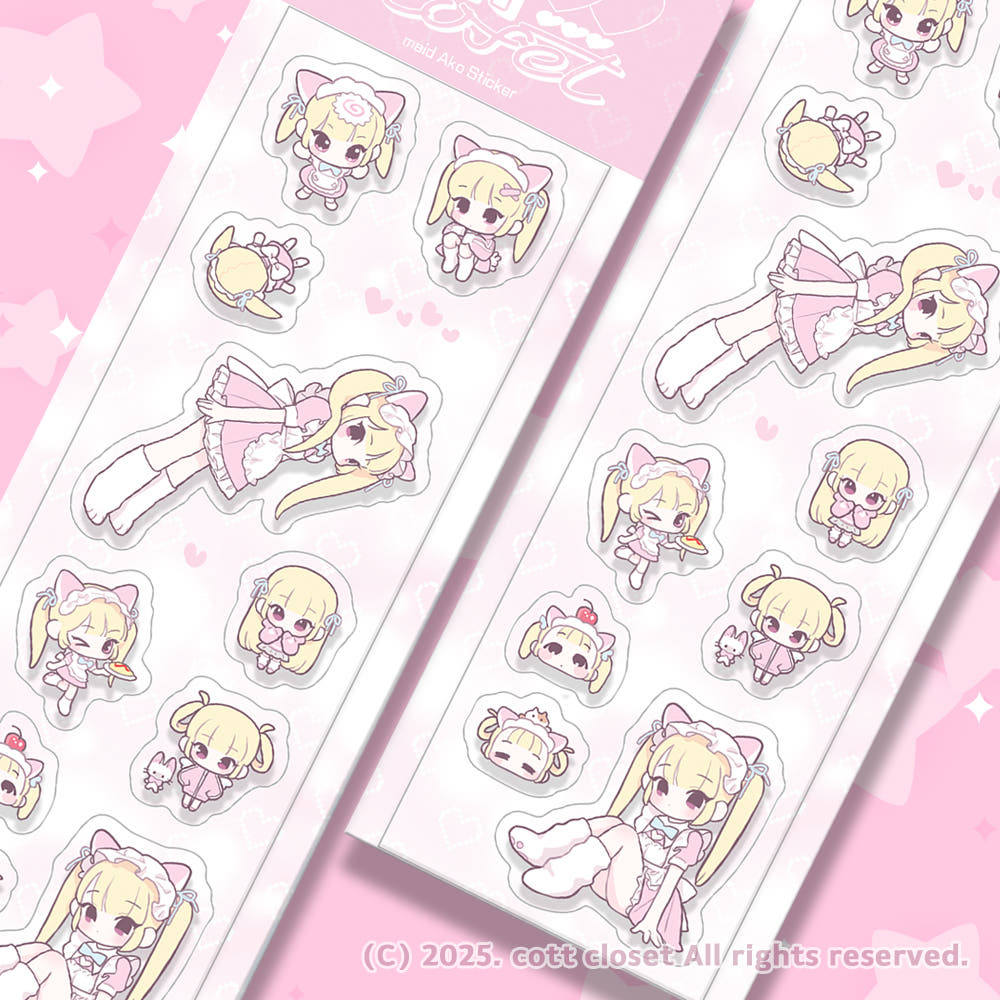 [Cott Closet] Maid Ako Deco Sticker Sheet – It's Deco Day