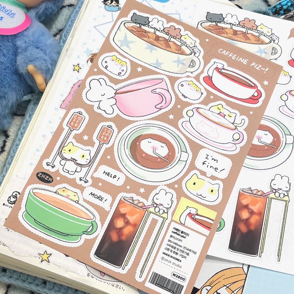 [Zkzk Studio] Caffeine Please Sticker Sheet