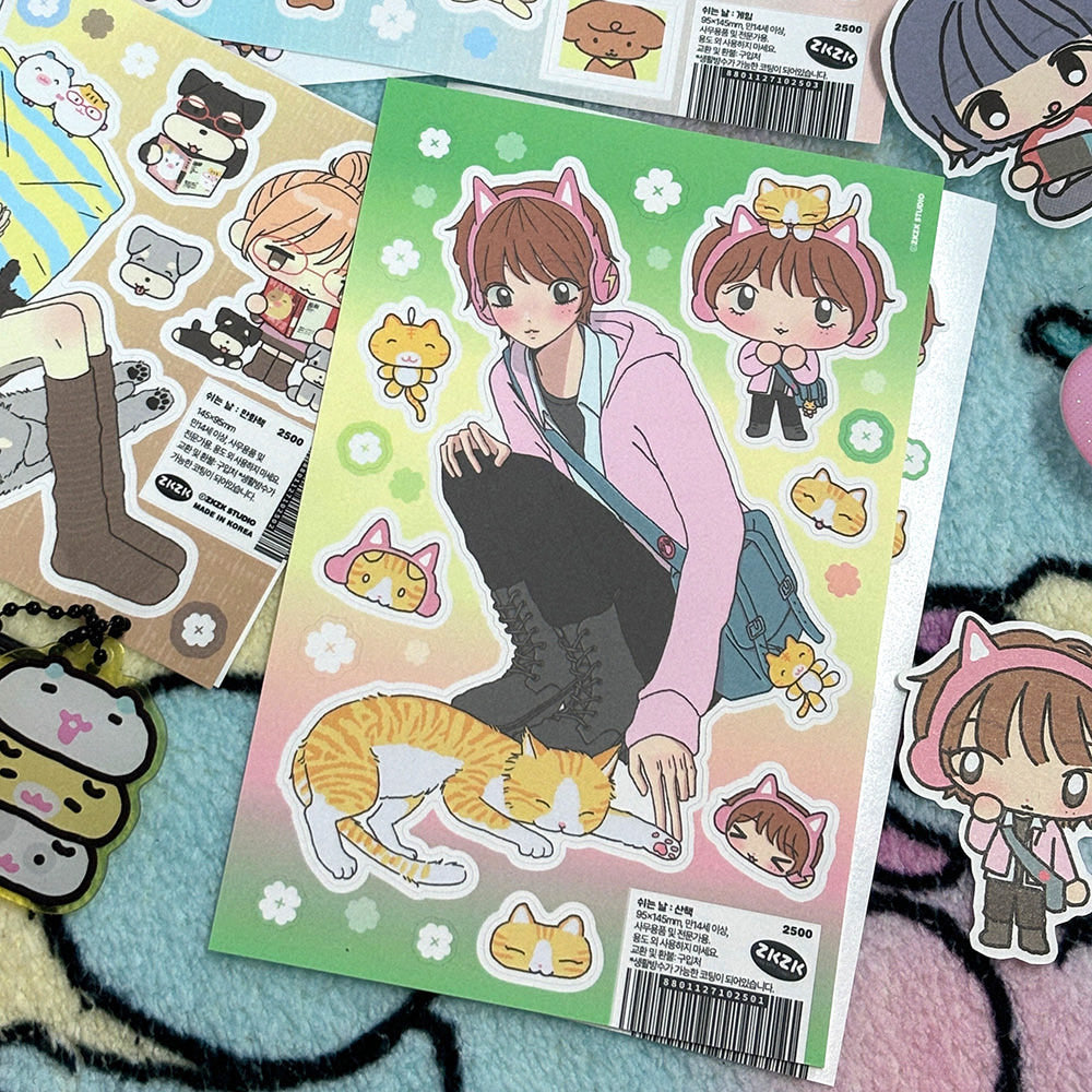 [Zkzk Studio] Day Off Sticker Sheet (3 Options)