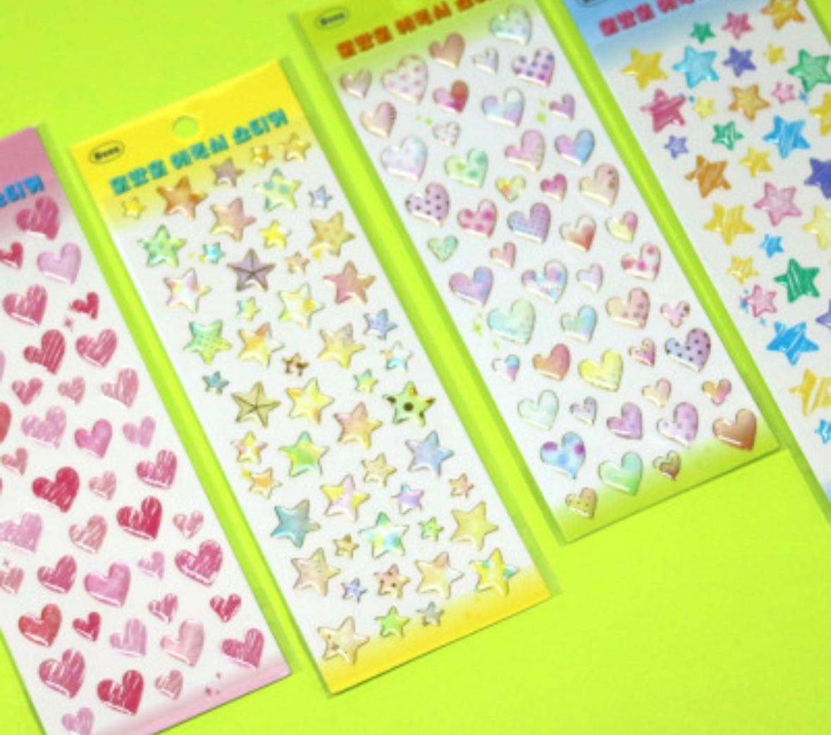 [Stationery Korea] Waterdrop Epoxy Heart and Star Deco Sticker Sheet