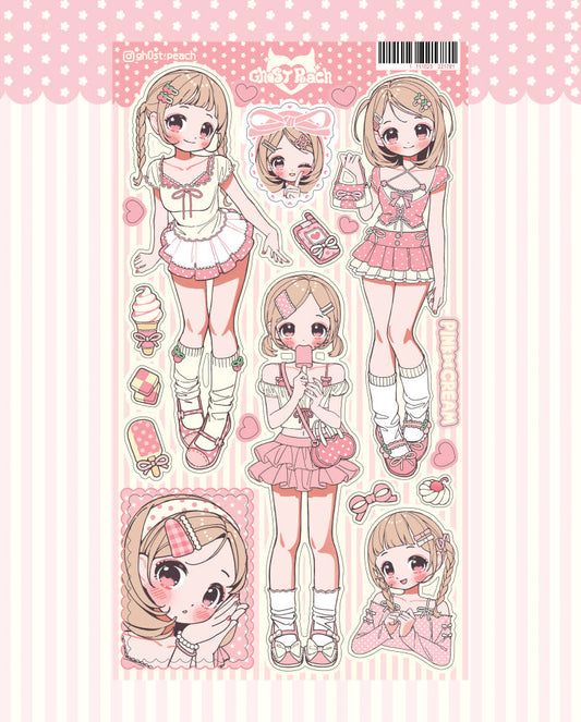 [Ghost Peach] Pink Cream Lookbook Sticker Sheet