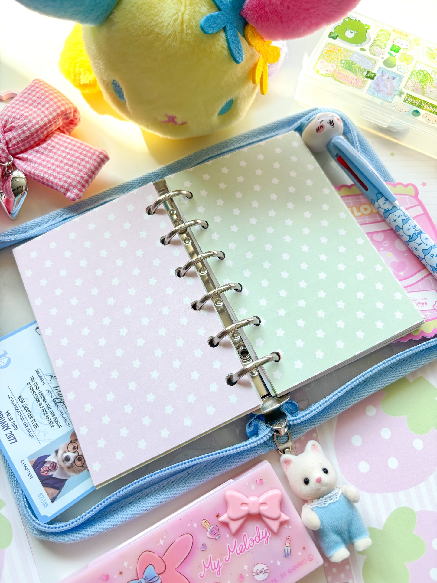 [Borah Studio] A7 Pink Green Star Diary Inserts / Refills (20 sheets)