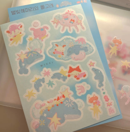 [Berddi] Starlight Jellyfish and Dolphin Sticker Sheet