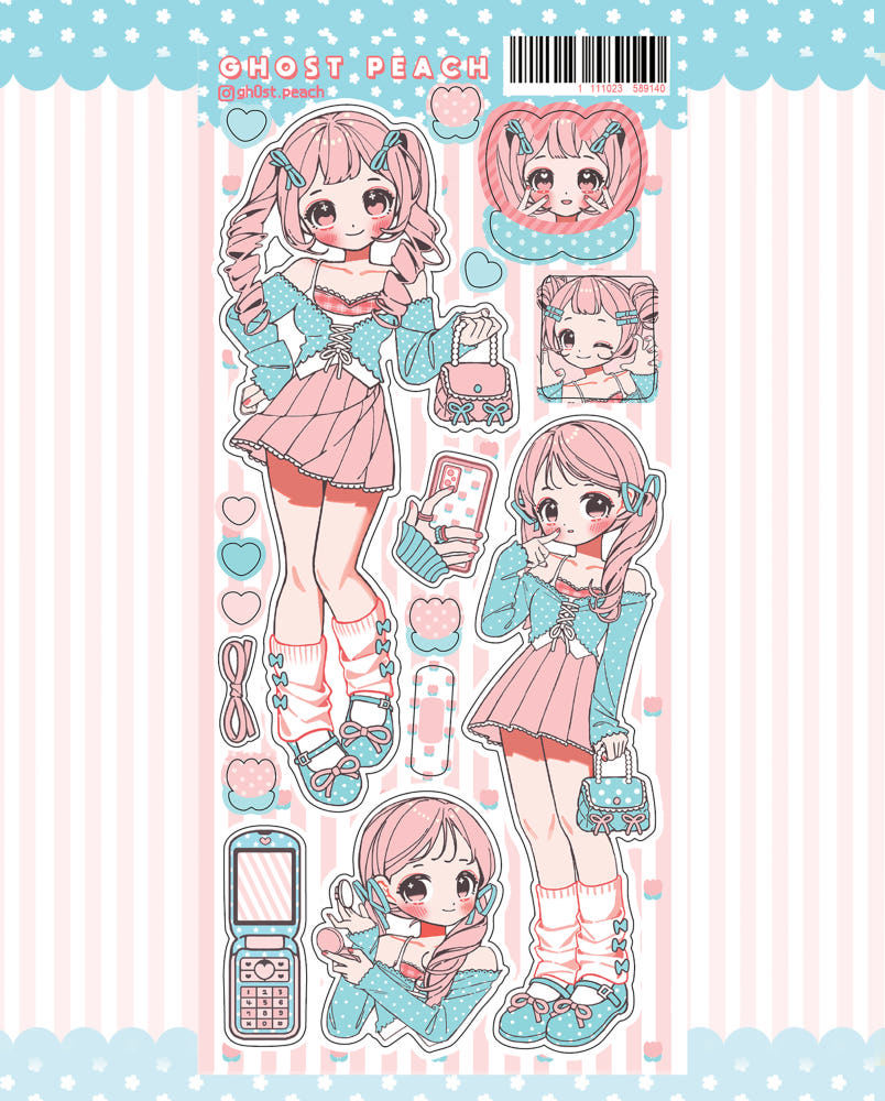 [Ghost Peach] Pink Tulip Sticker Sheet