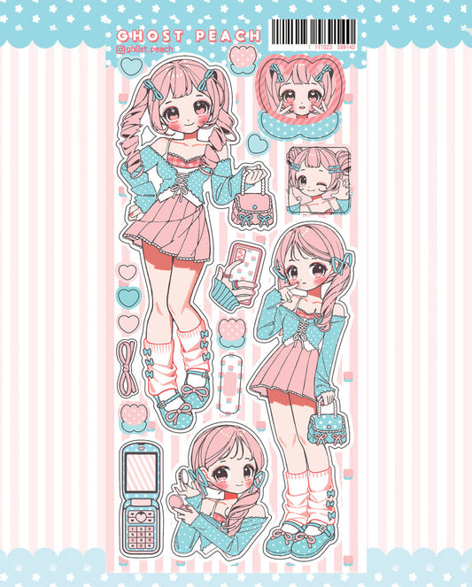 [Ghost Peach] Pink Tulip Sticker Sheet