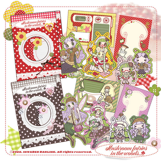[Invaderdarling] Mushroom Fairies in the Woods Die Cut Sticker Set
