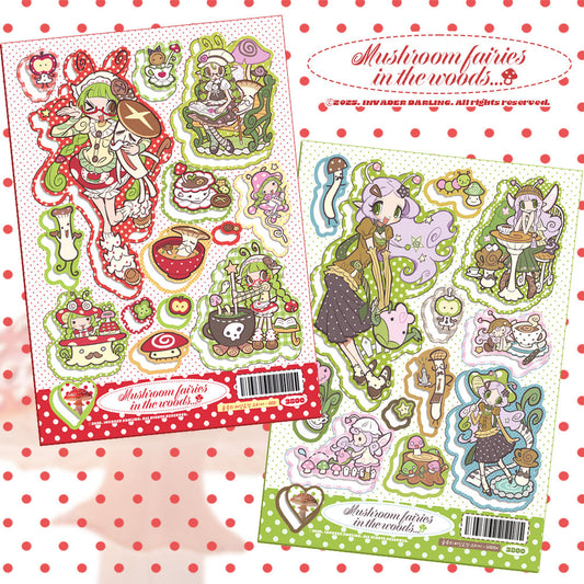 [Invaderdarling] Mushroom Fairies in the Woods Sticker Sheet