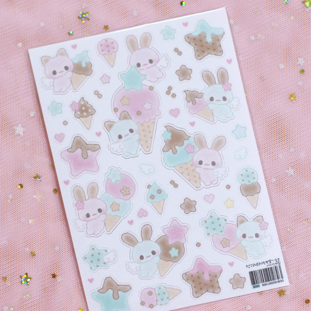 [Angora Lora] Mint Strawberry Choco Deco Sticker
