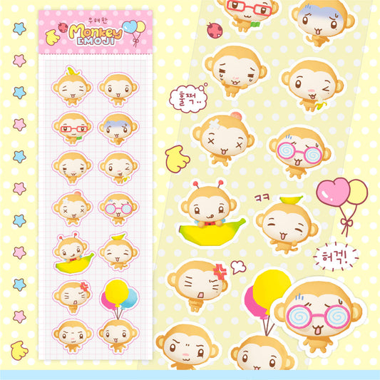 [Jhove Studio] Monkey Emoji Clear Deco Sticker Sheet