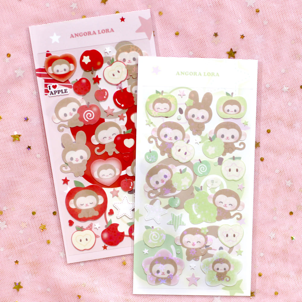 [Angora Lora] Apple Lover Monkey Sticker Sheet