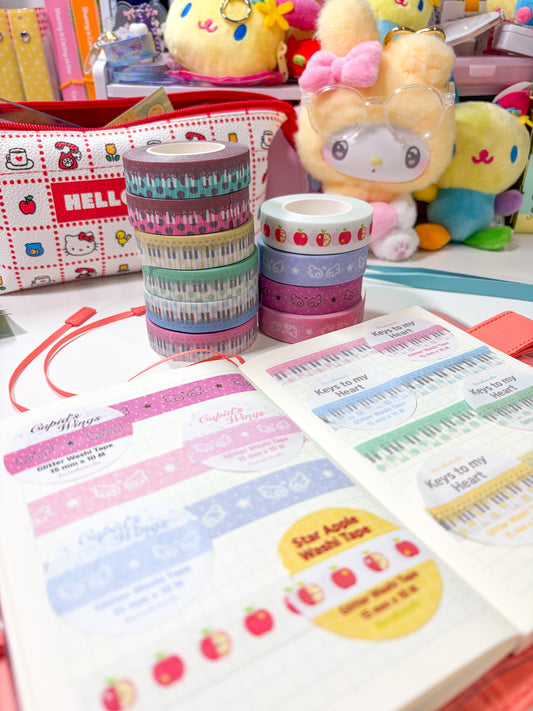 [Borah Studio] Pastek Keys to My Heart Glitter Washi Tape (4 Options)