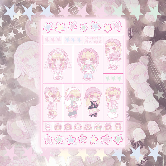 [Rumpumpum] Pink Night + Mini Me Clear Sticker Sheet