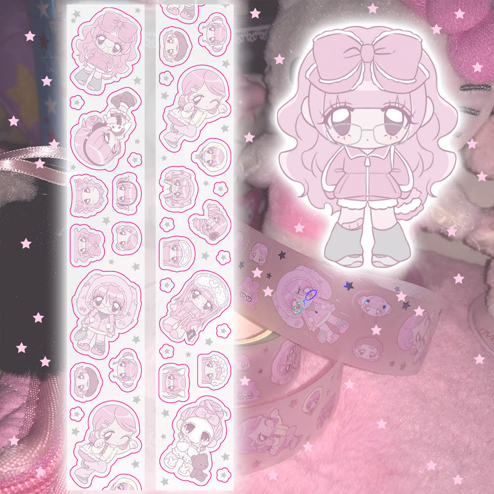 [Rumpumpum] Loner Girl + Meta !! Mini Me Ver 2. Holo Foil Kiss Cut Washi Tape