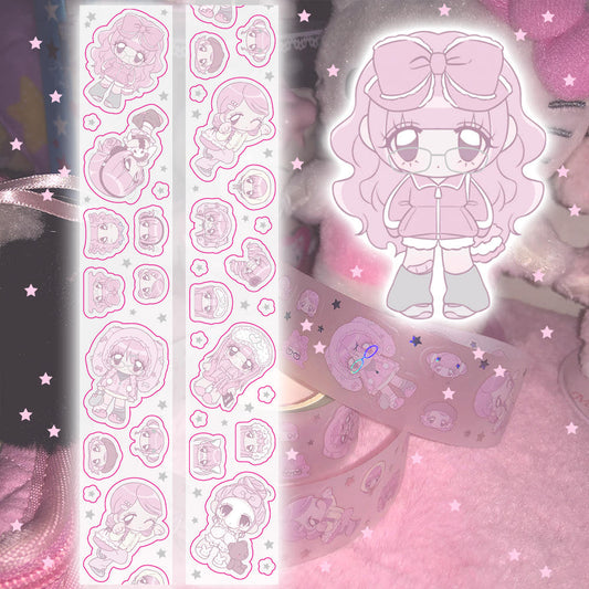 [Rumpumpum] Loner Girl + Meta !! Mini Me Ver 2. Holo Foil Kiss Cut Washi Tape