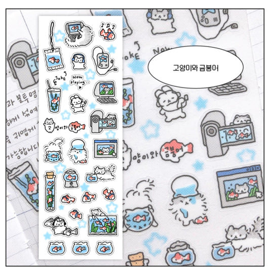 [Soooopzi] Cat and Goldfish Sticker Sheet