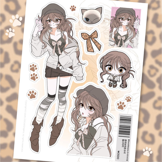 [Doci of Dreams] Leopard Print Brown Girl Sticker Sheet