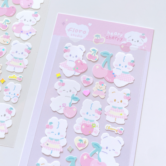 [Floro Studio] Heart Cherry Deco Sticker