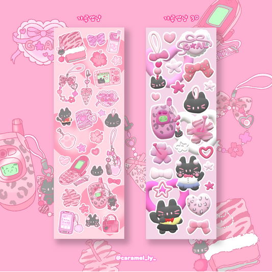 [Caramelly] Gyaru Black Nyang Deco Sticker Sheet (2 Options)