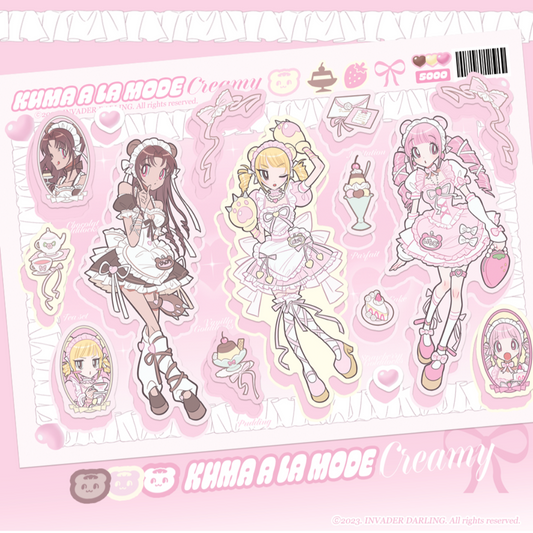 [Invaderdarling] Kuma A La Mode Cream Sticker Sheet