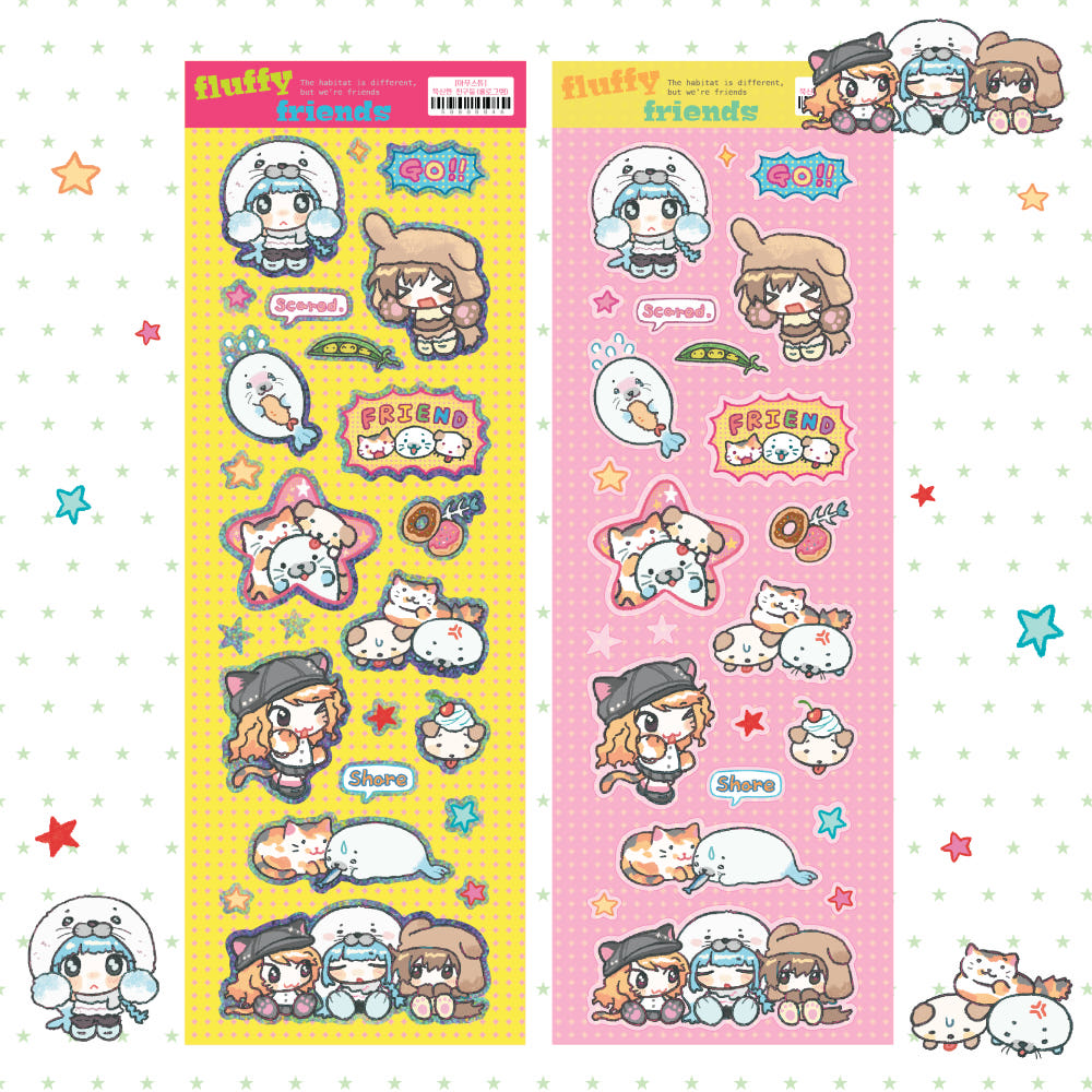 [Amustew] Fluffy Friends Sticker Sheet (2 Options)