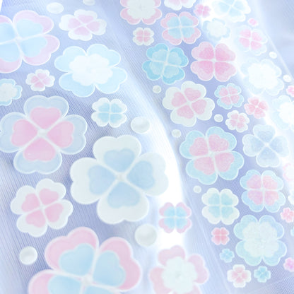 [borahstudio] Clover Buttons Deco Sticker (Blue Pink)