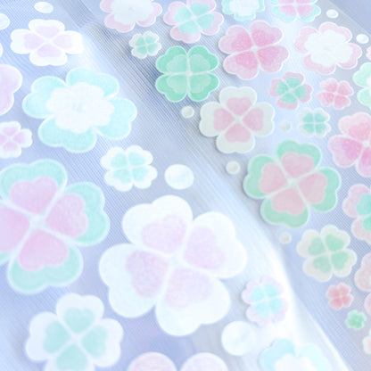 [borahstudio] Clover Buttons Deco Sticker (Green Pink)