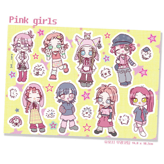 [Jal Sara] Pink Girls Sticker Sheet