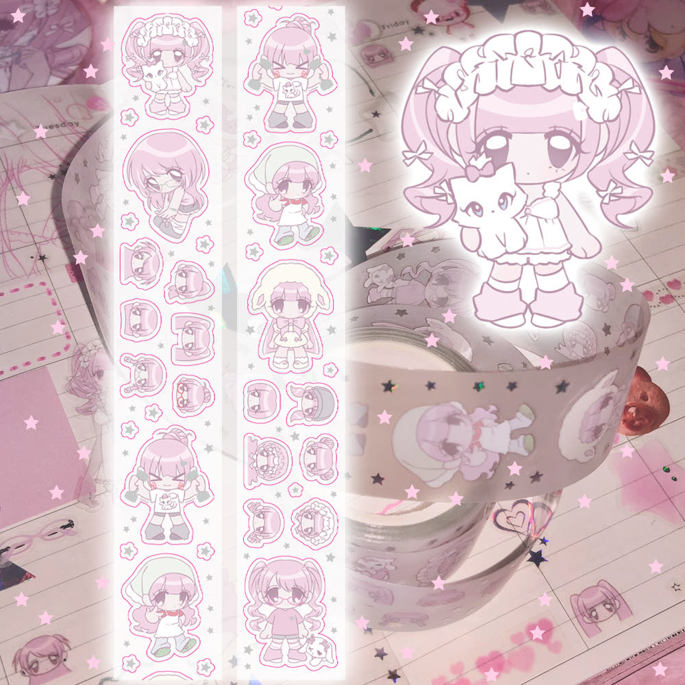 [Rumpumpum] Loner Girl + Meta !! Mini Me Ver 1. Holo Foil Kiss Cut Washi Tape