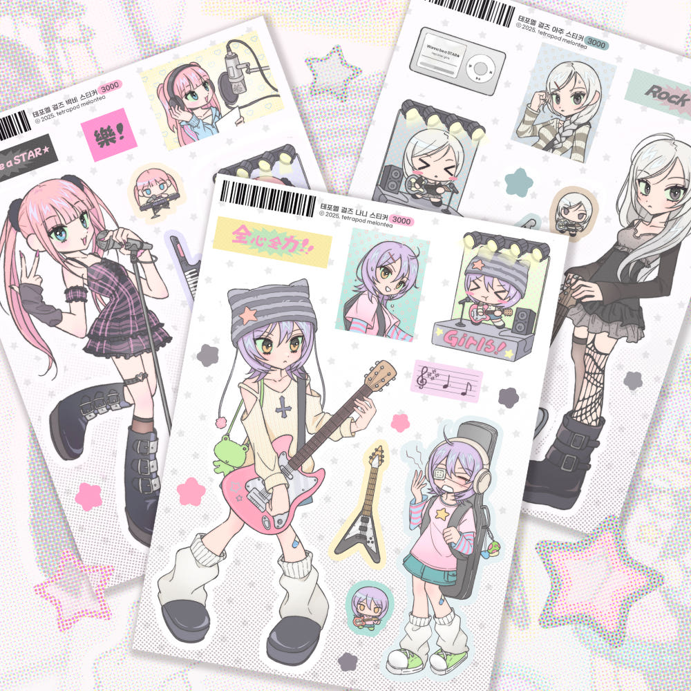[Tetrapod] Temomel Girls Sticker Sheet (3 Options)