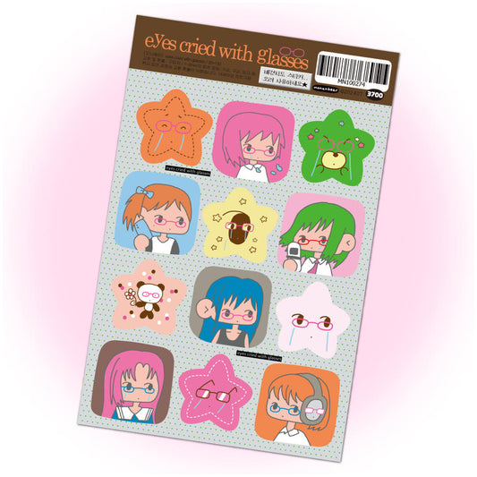 [Monanbear] Eyes Cried with Glasses Sticker Sheet