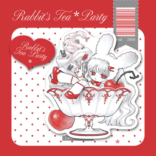 [Dawnitive Wave] Rabbit's Tea Party Red Die Cut Sticker Set