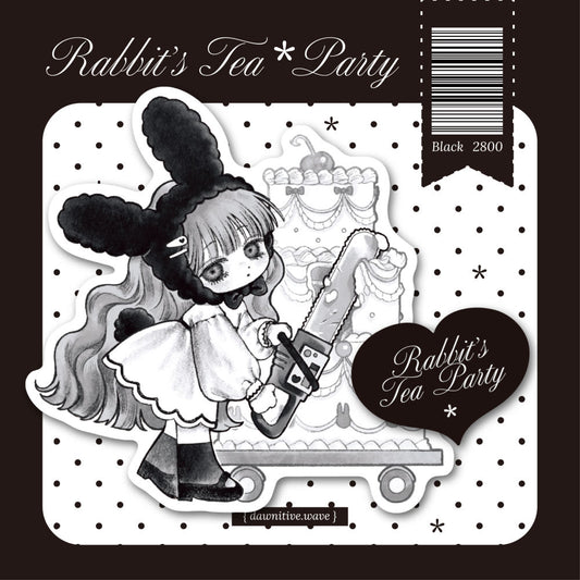 [Dawnitive Wave] Rabbit's Tea Party Black Die Cut Sticker Set