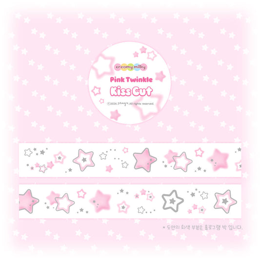 [Creamy Milky] Pink Twinkle Kiss Cut Tape