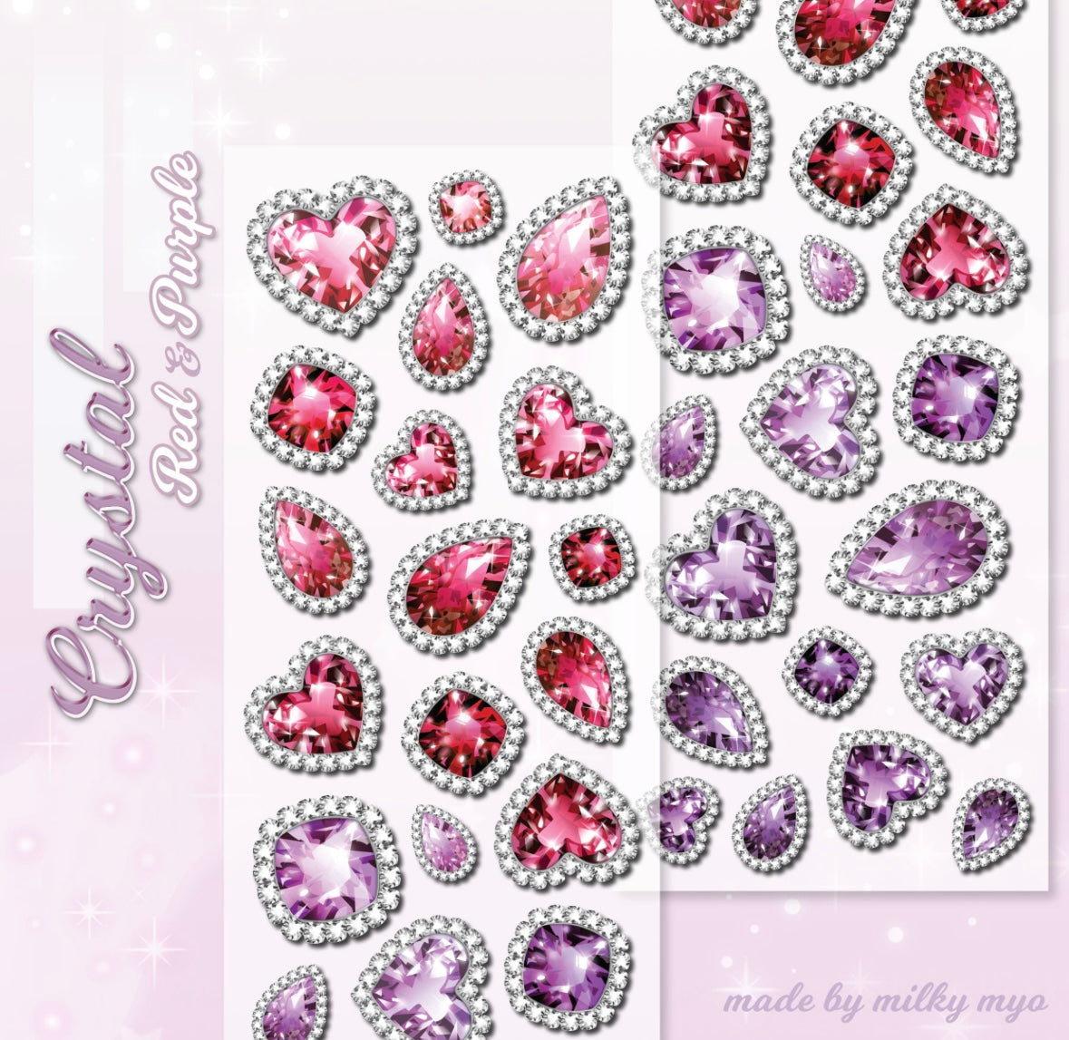[Milky Myo] Antique Jewel Deco Stickers (Red Purple) – It's Deco Day