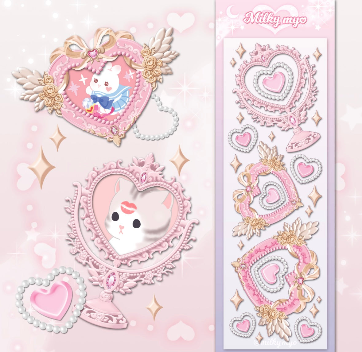 [Milky Myo] Heart Frame 1 Deco Sticker Sheet